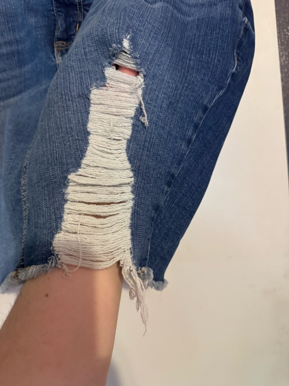 Torrid Dark Blue Distressed Denim Mini Skirt - Picture 3 of 5